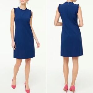 NEW J. Crew Ruffle Neck Above Knee Dress, Size 10, Blue